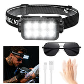 GBK Motion Sensor Tattoo Headlamp & Anti-Glare Glasses featuring ultra-bright LED and 120° adjustability to reduce glare and enhance ink detail.