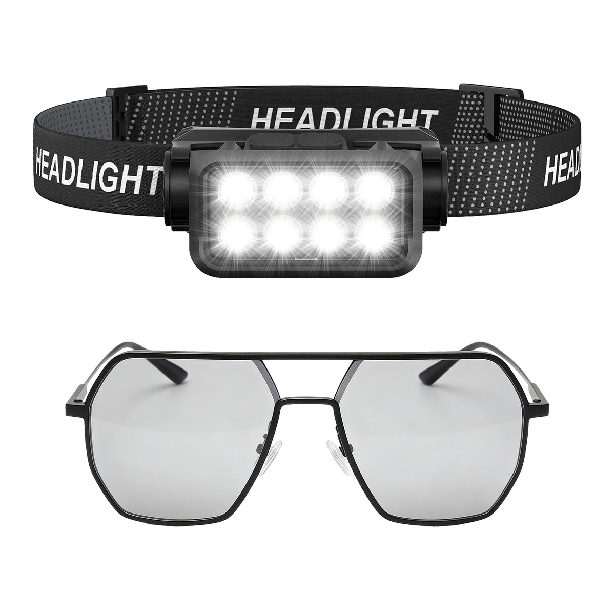 GBK Motion Sensor Tattoo Headlamp & Anti-Glare Glasses featuring ultra-bright LED and 120° adjustability to reduce glare and enhance ink detail.
