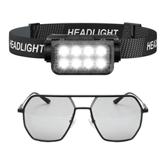 GBK Motion Sensor Tattoo Headlamp & Anti-Glare Glasses featuring ultra-bright LED and 120° adjustability to reduce glare and enhance ink detail.