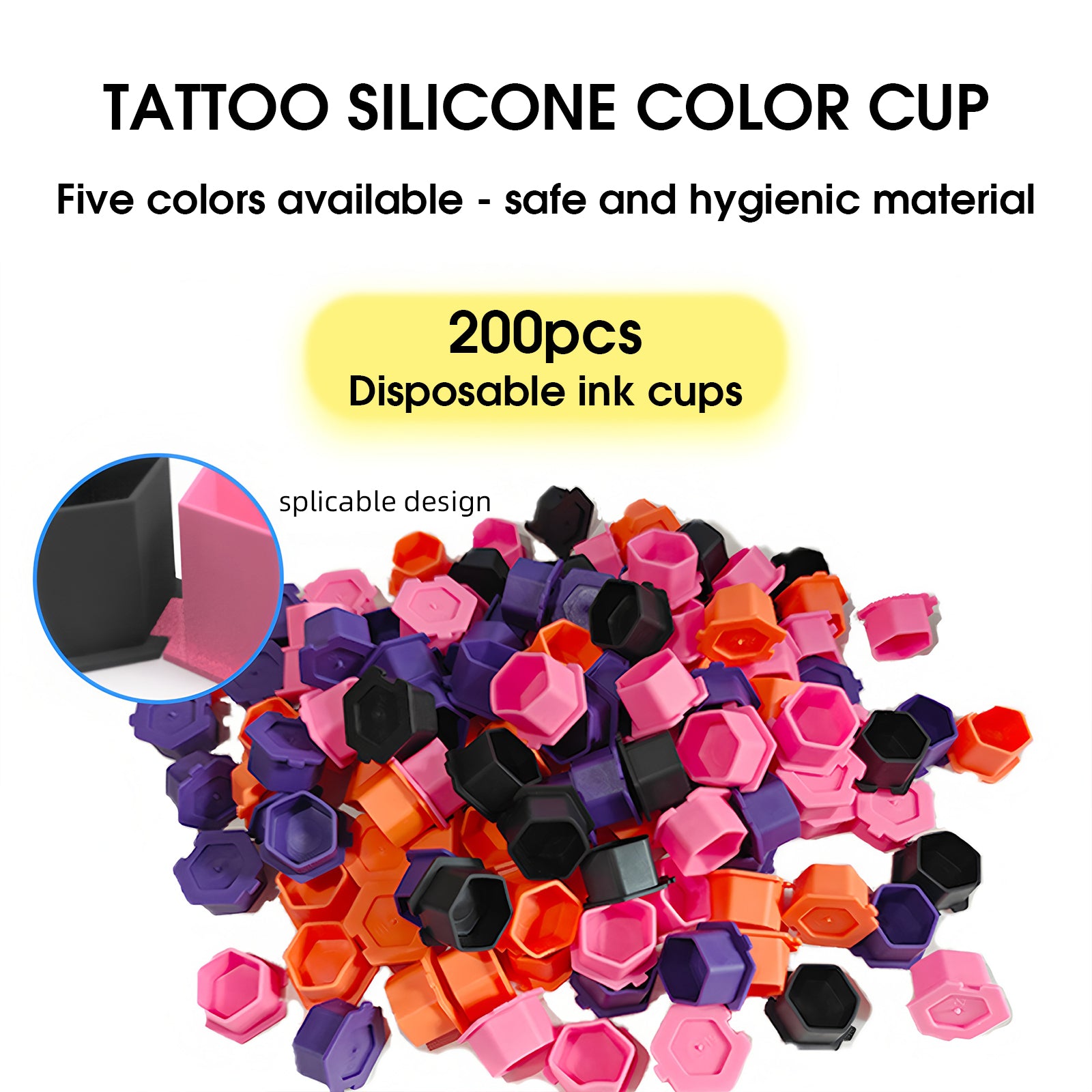 Tattoo Ink Caps Disposable Silicone Pigment Cup 200Pcs/Set