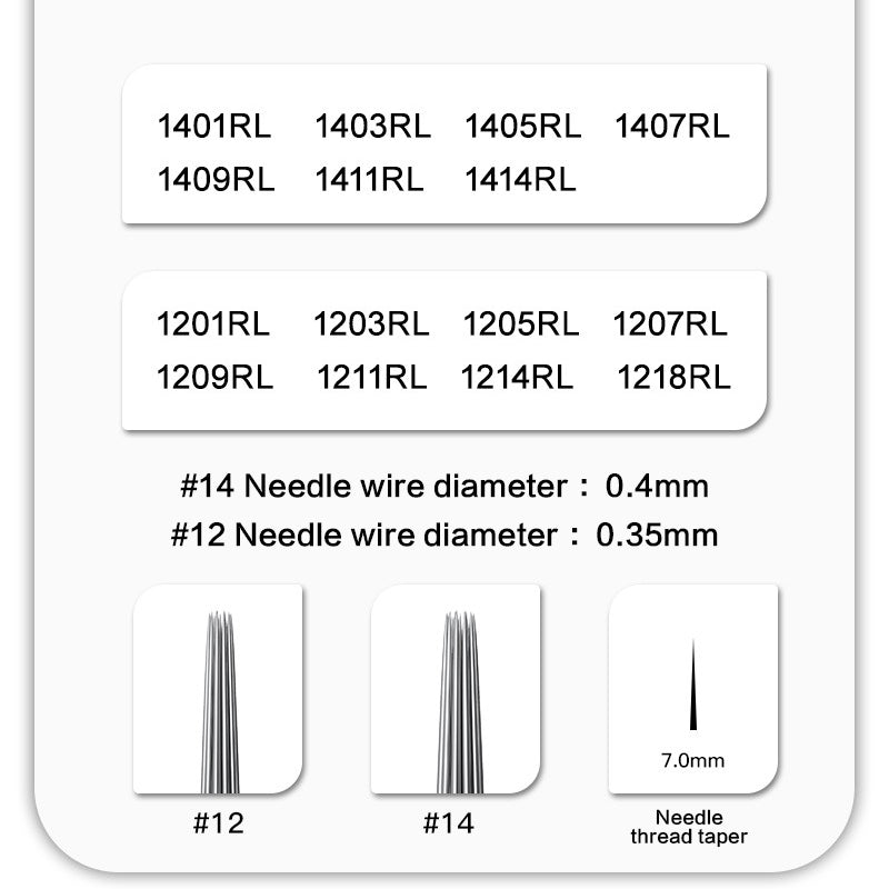 Tuma Tattoo Needles: Disposable Closed-End Round Needles with Thickened Cutting Thread Needles